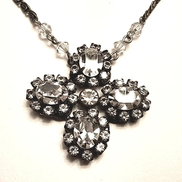 Vtg Liz Palacios Swarovski Crystal Cross Necklace 90s 1990s Rare - Picture 3 of 10